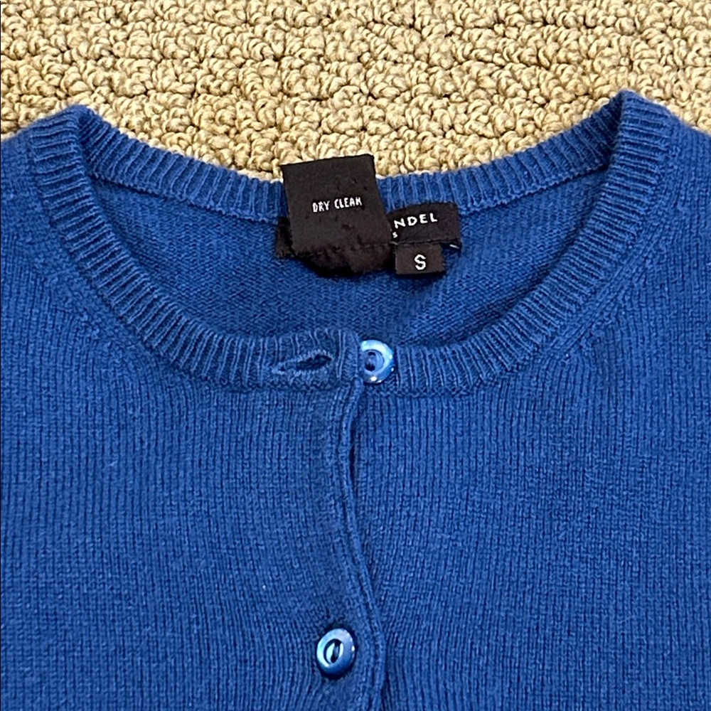 Henri Bendel Blue Cashmere Cardigan Sweater size Small Button Front - Picture 9 of 16